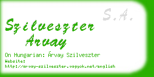 szilveszter arvay business card